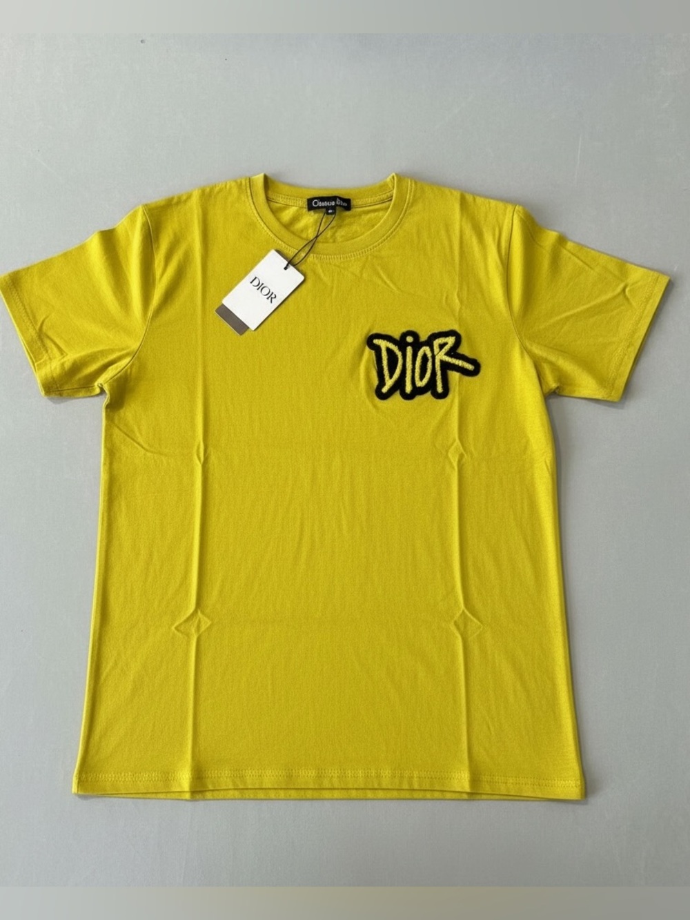 Dior Bright Yellow Logo Patch Short-Sleeve Tee